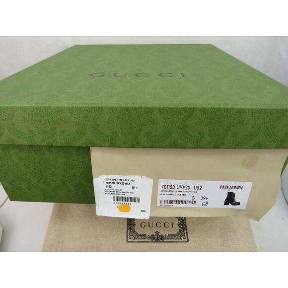 GUCCI SUPREME KENSINNGTON LEATHER LOGO MONOGRAM CRYSTALS BUCKLE SHORT BOOTS 39.5 - Picture 12 of 12